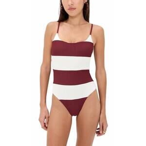 NEW BEACH RIOT calista one piece swimsuit in merlot stripe